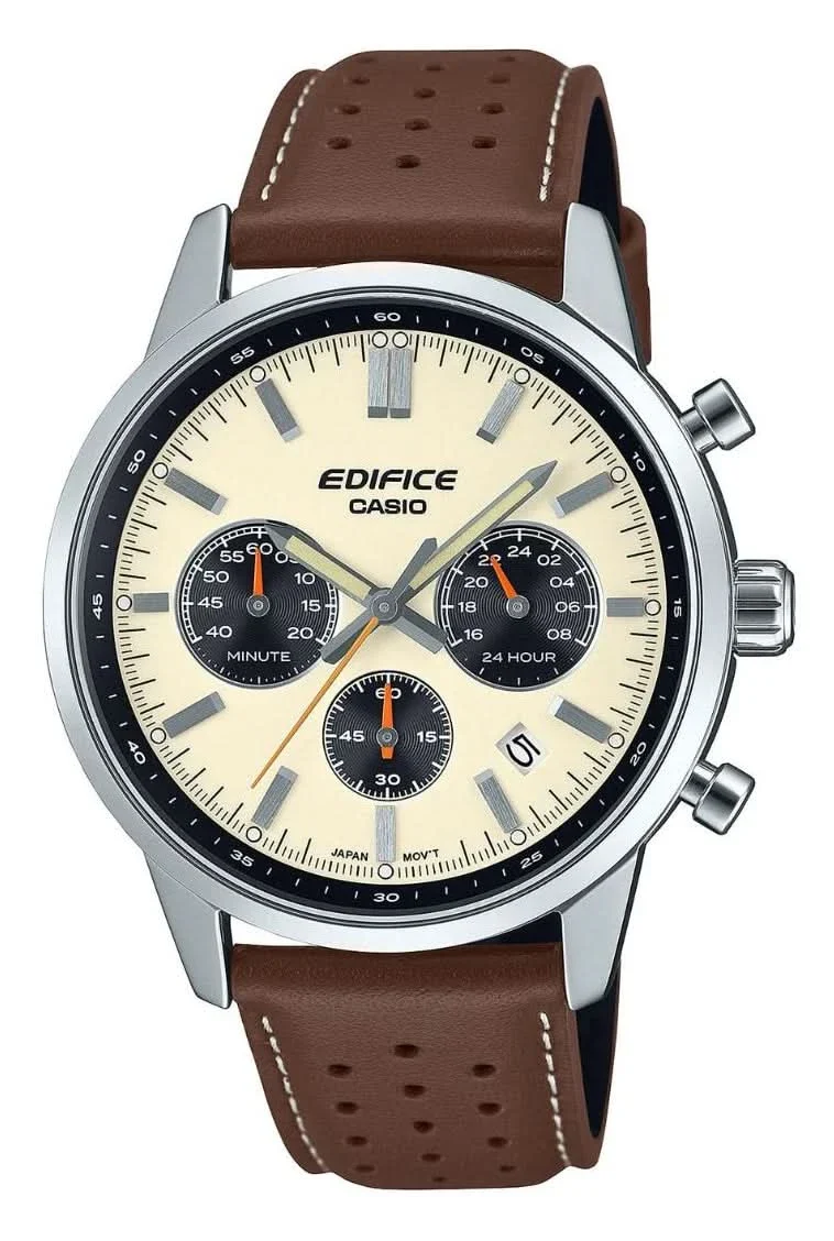 Casio Edifice EFR-575L-7AEF Herrenuhr • Chronograph • Echtlederarmband