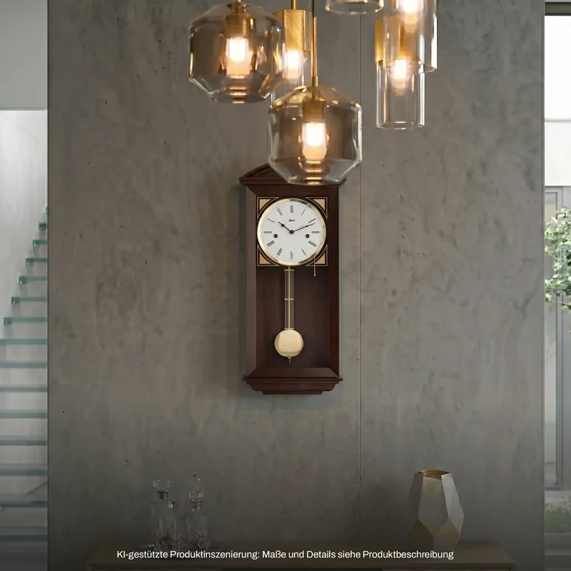 Hermle Wanduhr 64x27,5x15 cm Holz • Halbstundenschlag • Geräuscharm