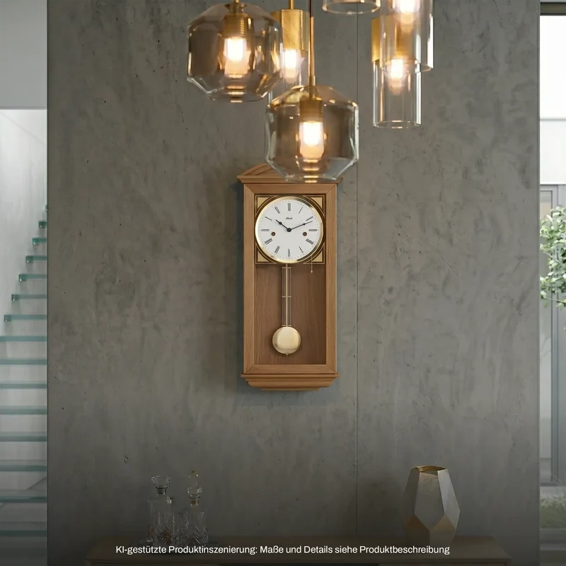 Hermle Wanduhr 64x27,5x15 cm Holz • Halbstundenschlag • Modernes Design