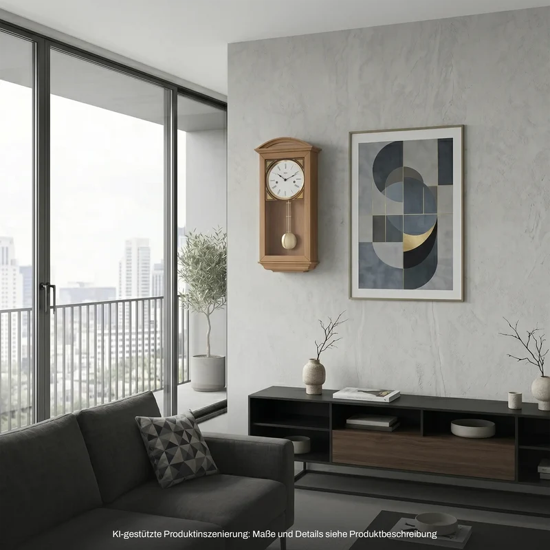 Hermle Wanduhr 64x27,5x15 cm Holz • Halbstundenschlag • Modernes Design