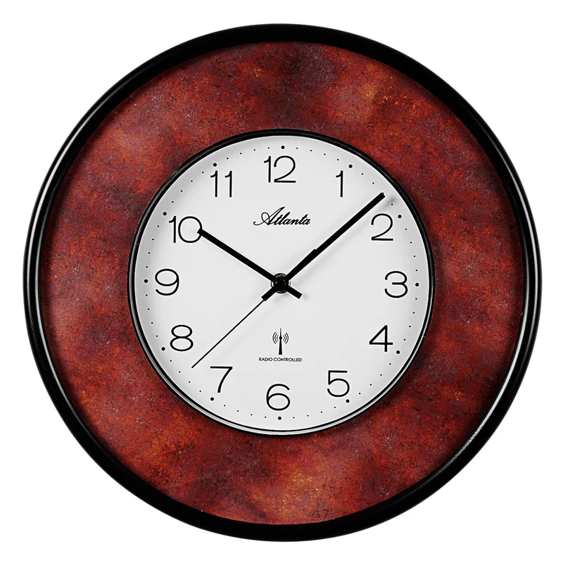 Atlanta 4540/18 Wanduhr Rost/Schwarz • Funk-Uhrwerk • Mineralglas-Abdeckung