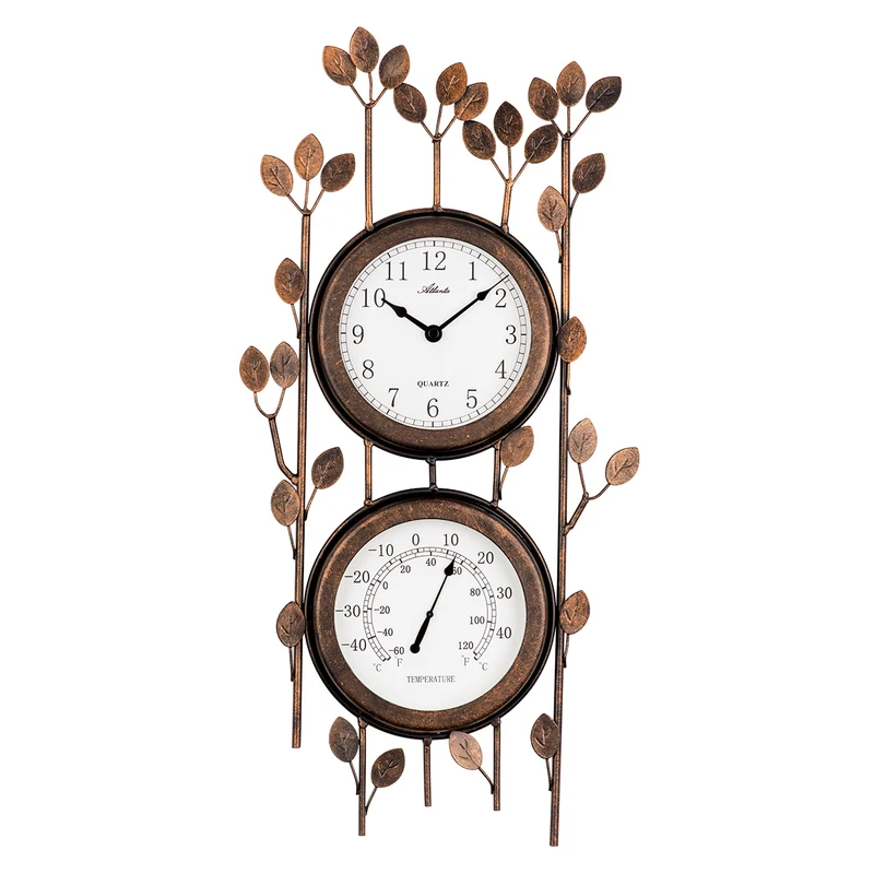 Atlanta 4525 Wanduhr Kupfer • Massives Metallgehäuse • Temperaturanzeige