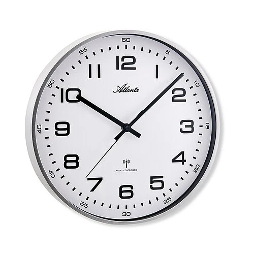 Atlanta Magic 4518/19M Wanduhr Silber • Funk-Uhrwerk • Schlichtes Design