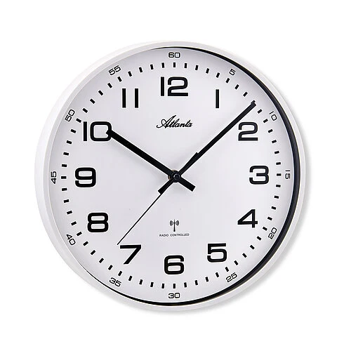 Atlanta Magic 4518/0M Wanduhr Weiß • Funk-Uhrwerk • Schlichtes Design