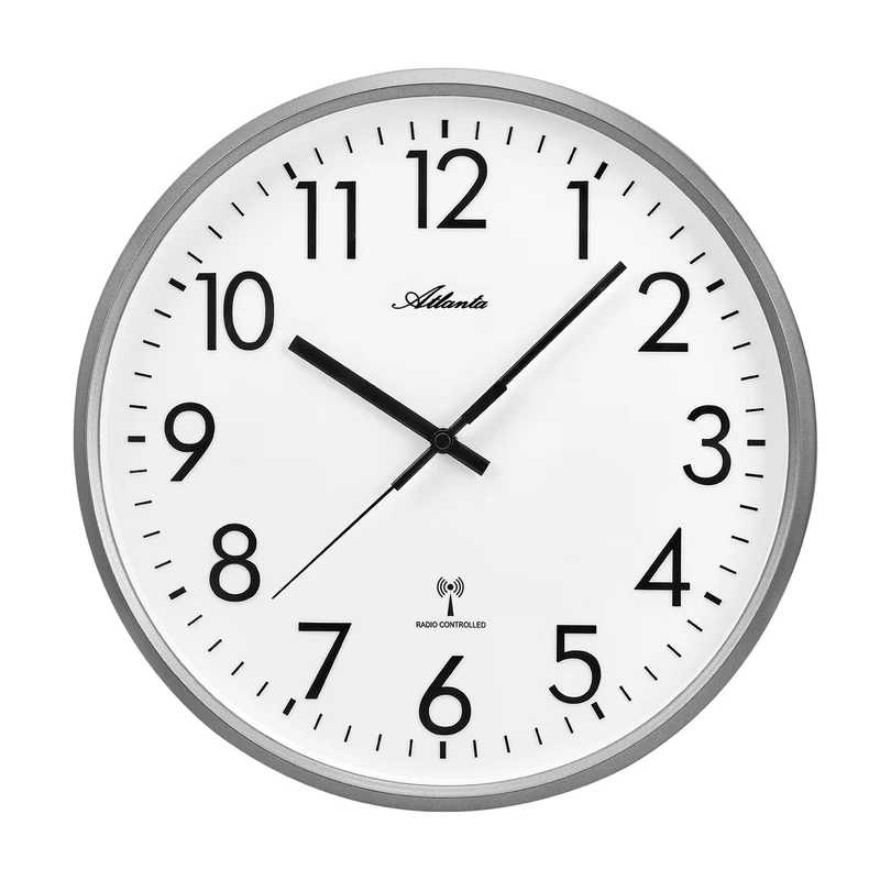 Atlanta 4516/4 Wanduhr Anthrazit • Funk-Synchronisation • Große arabische Ziffern