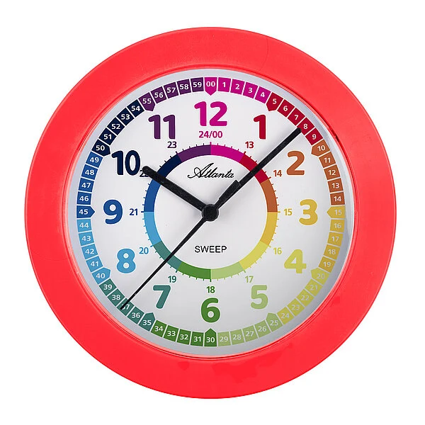 Atlanta Kinder-Wanduhr 4483/5 Wanduhr Blau • Schleichendes Quarzwerk • Lernzifferblatt