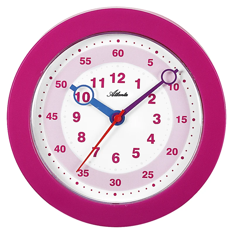Atlanta 4481/17 Wanduhr Pink • Lernzifferblatt • Schleichende Sekunde