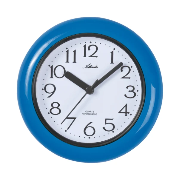 Atlanta Baduhr 454/5 Wanduhr Blau • Wasserdicht • Arabische Ziffern
