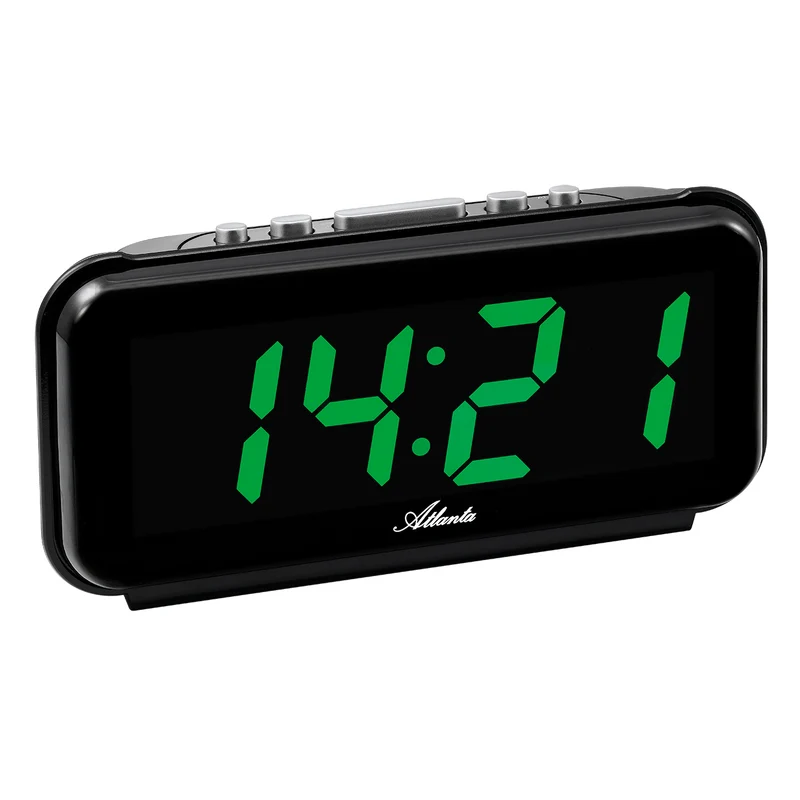 Atlanta 2608/6 Wecker Schwarz • LED-Anzeige mit Dimmer • 3 Weckzeiten
