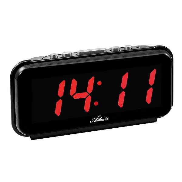 Atlanta 2608/6 Wecker Schwarz • LED-Anzeige mit Dimmer • 3 Weckzeiten