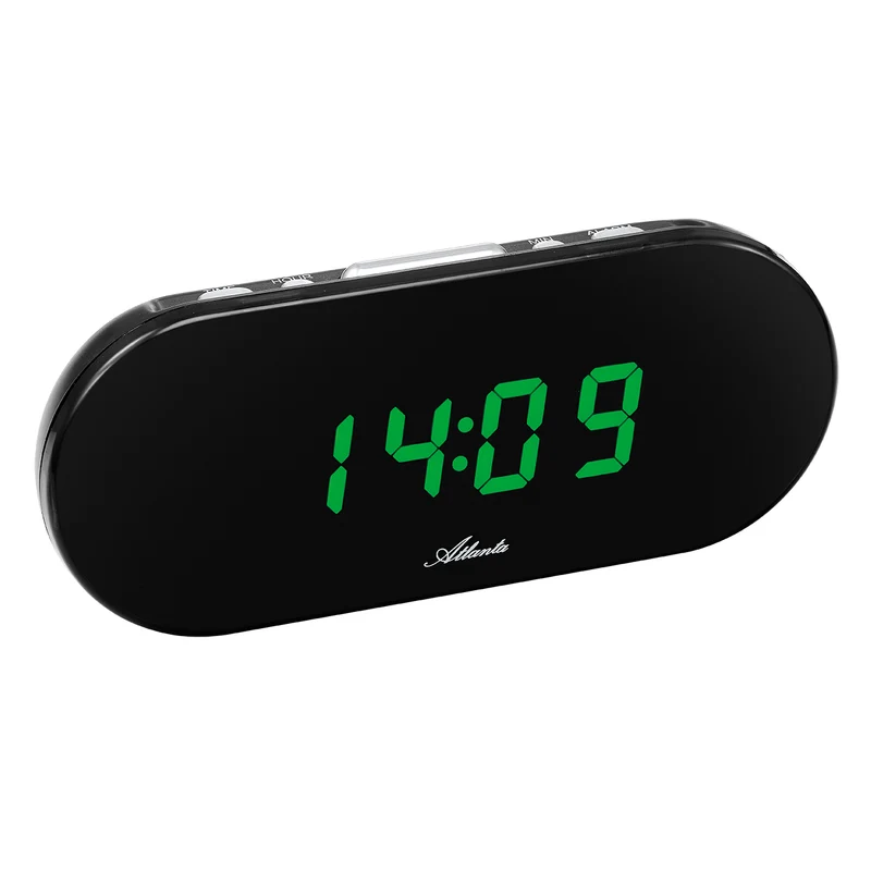 Atlanta 2606/6 Wecker Schwarz • Grünes LED-Display • 3 Weckzeiten