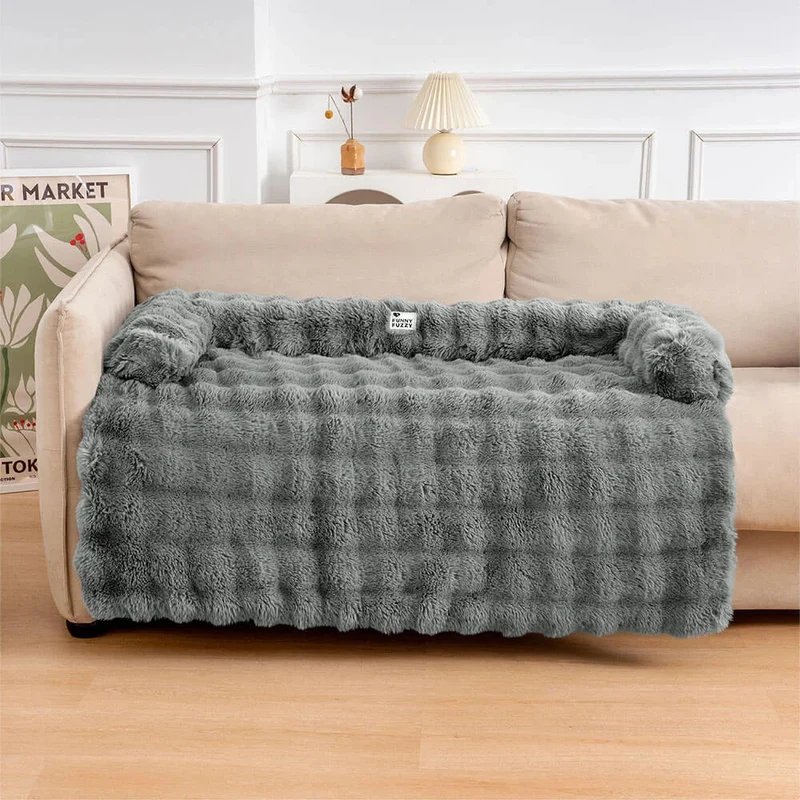Pluche Hondenmand Sofa Beschermer Huisdiermat Antislip Bodem Wasbaar Comfort Rustplek – Grijs Koffie Tie-Dye | Sansoti