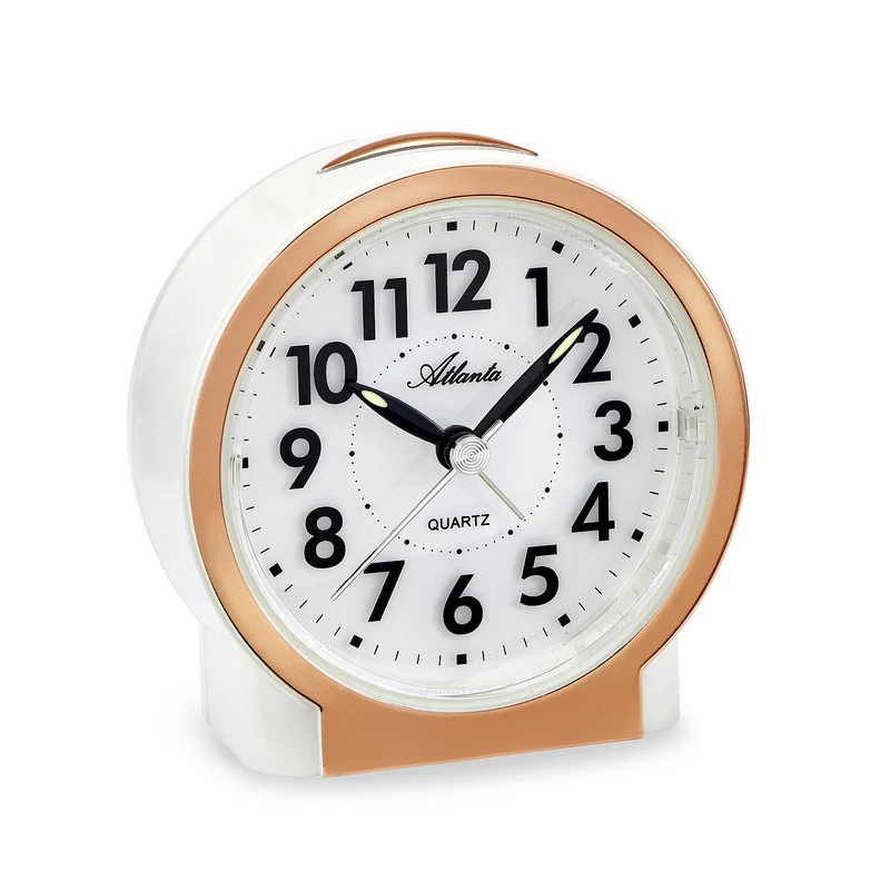 Atlanta 2173/18 Wecker Weiß/Rosegold • Schleichende Sekunde • Nachleuchteffekt