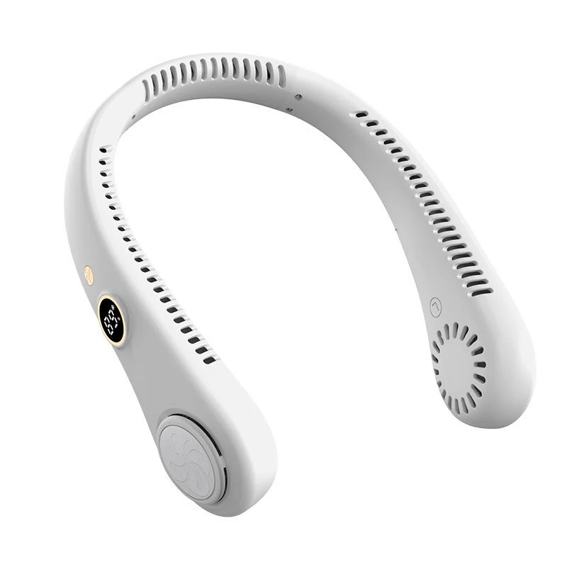 Draagbare Nekventilator Oplaadbaar 3 Snelheden LED-Display Handsfree Koeling voor Sport Outdoor Reizen | Sansoti