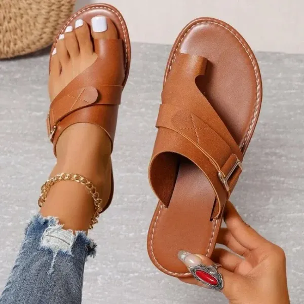 Leren Damesslippers met Verstelbare Bandjes Anatomisch Voetbed Comfortabele Zomerschoenen Slippers Dames | Sansoti