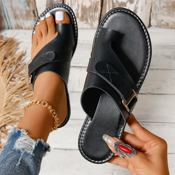 Leren Damesslippers met Verstelbare Bandjes Anatomisch Voetbed Comfortabele Zomerschoenen Slippers Dames | Sansoti