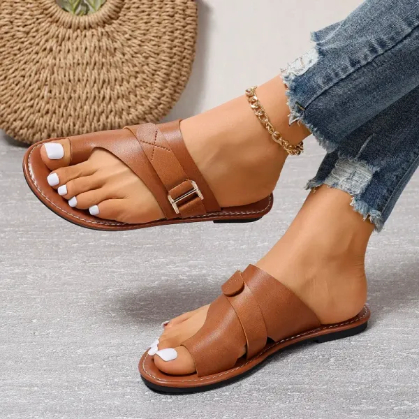 Leren Damesslippers met Verstelbare Bandjes Anatomisch Voetbed Comfortabele Zomerschoenen Slippers Dames | Sansoti