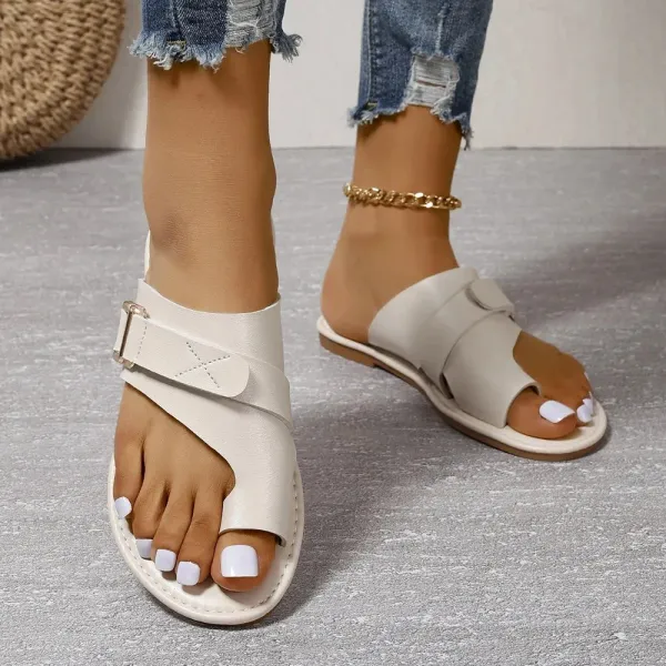 Leren Damesslippers met Verstelbare Bandjes Anatomisch Voetbed Comfortabele Zomerschoenen Slippers Dames | Sansoti