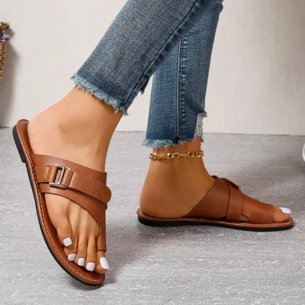 Leren Damesslippers met Verstelbare Bandjes Anatomisch Voetbed Comfortabele Zomerschoenen Slippers Dames | Sansoti