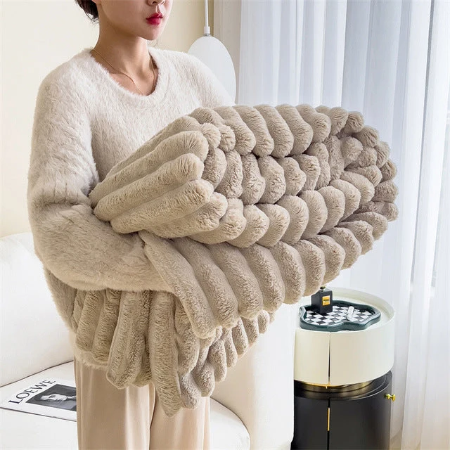 Pluche Fleece Plaid Wolkleed Deken Woonkamer Slaapkamer Bank Bed Zachte Warme Decoratieve Deken Wol Imitatie | Sansoti