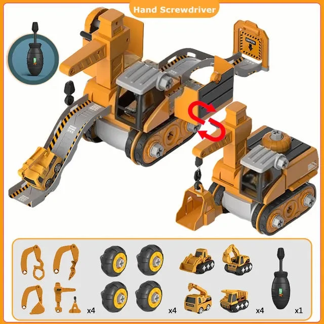 Bouwvoertuigen Speelset met Gereedschap Educatief Montagespeelgoed Motoriek Creatief Spelen vanaf 4 Jaar | Sansoti