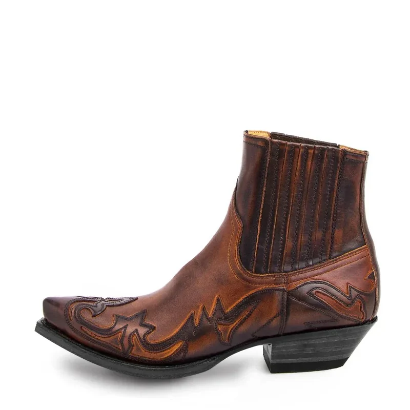 Leren Enkellaarzen Heren Westernstijl Echt Leer Puntige Neus Cowboylaars Dames Unisex Stoer Design Vintage | Sansoti