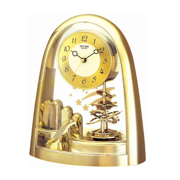 Atlanta 7607/9 Tischuhr Gold • Quarzwerk mit Drehpendel • Elegantes Kunststoffgehäuse