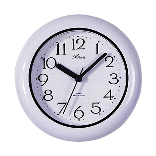 Atlanta 454/0 Wanduhr Weiß • Wasserdichte Baduhr • Arabische Ziffern