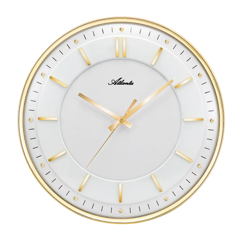 Atlanta 4551/9 Wanduhr Goldfarben • Gewölbtes Mineralglas • Quarzwerk