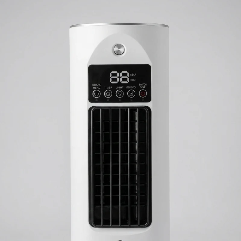 Compacte Bureaukoeler met Luchtbevochtiger 6 Snelheden USB-Ventilator Bladloos Torenmodel LED Kantoor | Sansoti