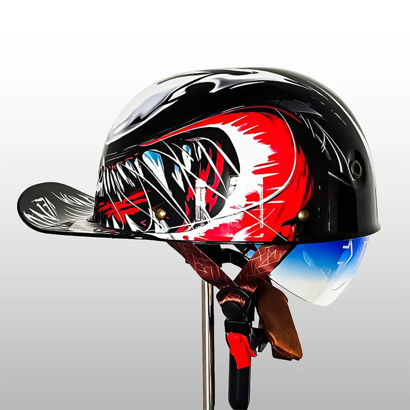 Motorhelm Halfopen Baseball Stijl DOT ECE Gecertificeerd Dagelijks Rijden Veiligheid Comfort Bescherming | Sansoti