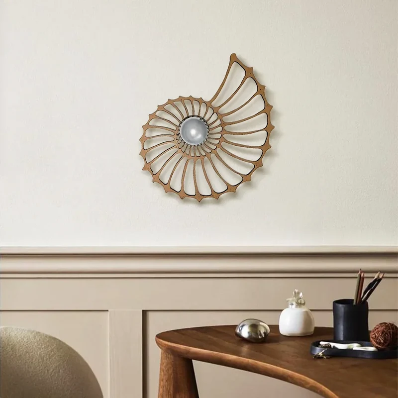 Ronde Wandlamp 50 cm Goud Keramiek Handgemaakt LED Drukknop Snoer 150 cm | Sansoti