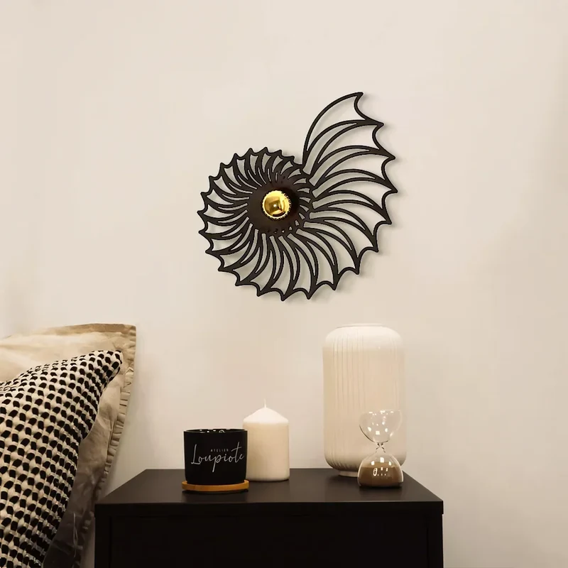 Ronde Wandlamp 50 cm Goud Keramiek Handgemaakt LED Drukknop Snoer 150 cm | Sansoti
