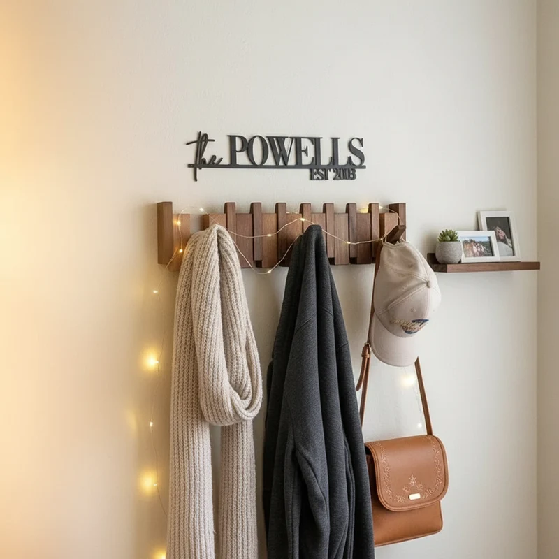 Decoratieve Wandkapstok Hout Piano-Design 4-8 Haken Hallway Organizer Scandinavisch Interieur Garderobe | Sansoti