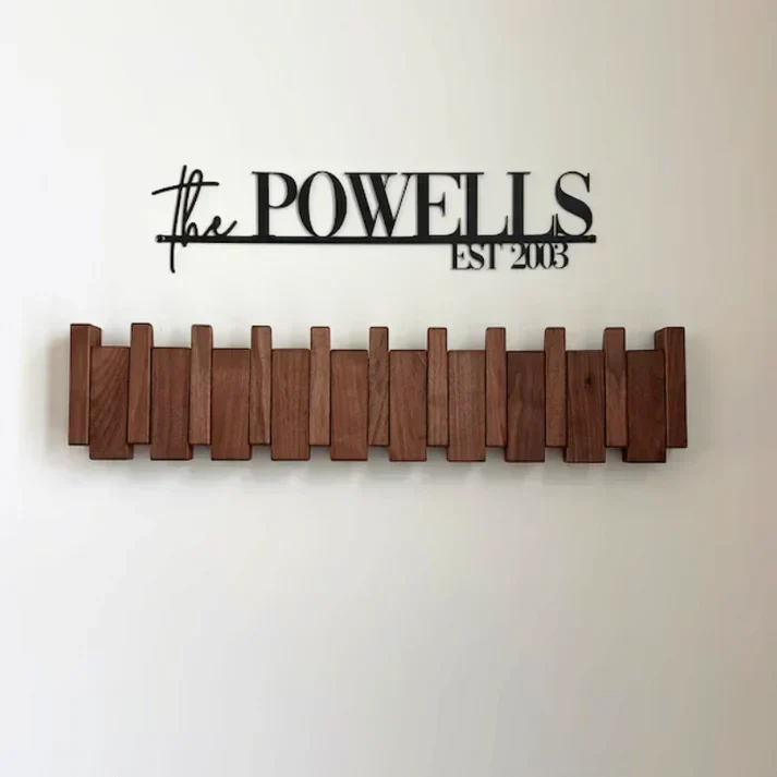 Decoratieve Wandkapstok Hout Piano-Design 4-8 Haken Hallway Organizer Scandinavisch Interieur Garderobe | Sansoti