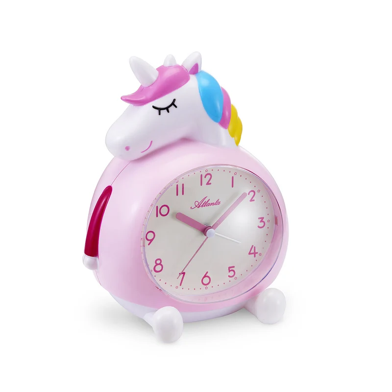 Atlanta Einhorn 2163/17 Wecker Rosa • Melodie & Licht • Kinderwecker