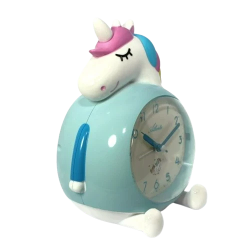 Atlanta Einhorn 2163 Wecker Blau/Multicolor • Schleichende Sekunde • Melodie-Alarm mit Beleuchtung