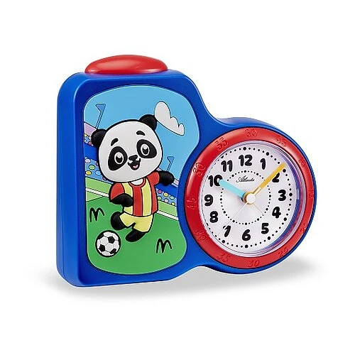 Atlanta Panda 2145/5 Wecker Blau • 3D Rubber Patch • Schleichende Sekunde
