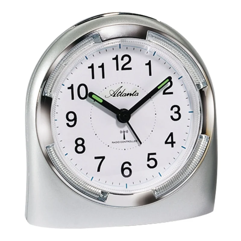 Atlanta 1404/19 Wecker Silber • Funkgesteuert • Ansteigendes Wecksignal
