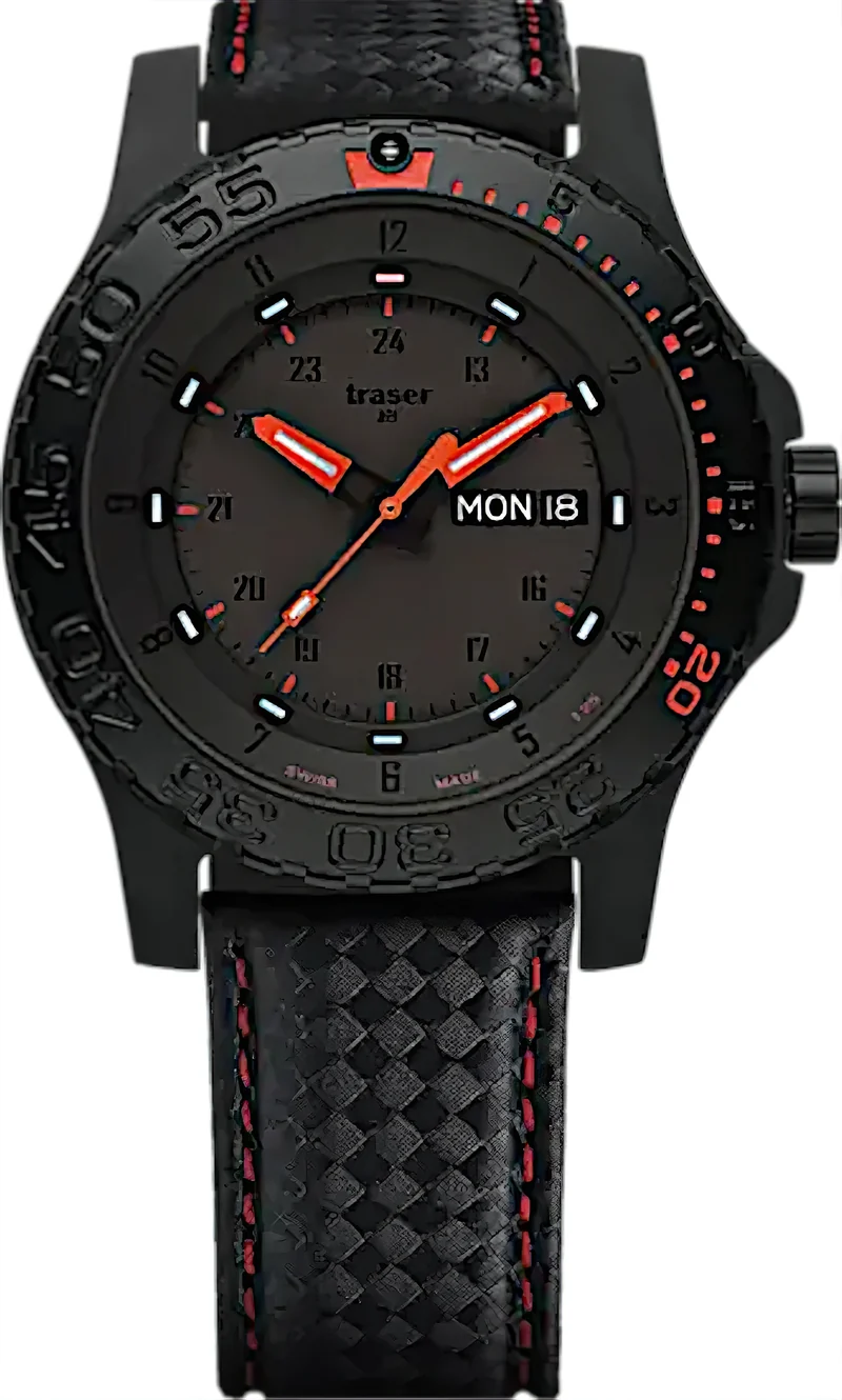 Traser P66 Red Combat 105502 Herrenuhr • Trigalight H3 • Swiss Made