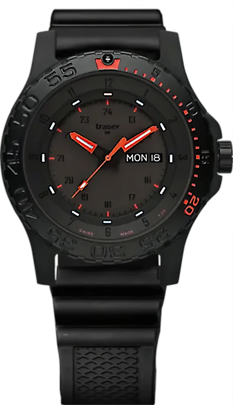 Traser P66 Red Combat 104148 Herrenuhr • Trigalight H3 • Swiss Made