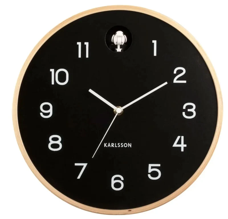 Karlsson Wanduhr 32x32x6 cm Holz • Geräuschloses Uhrwerk • Kuckucksruf