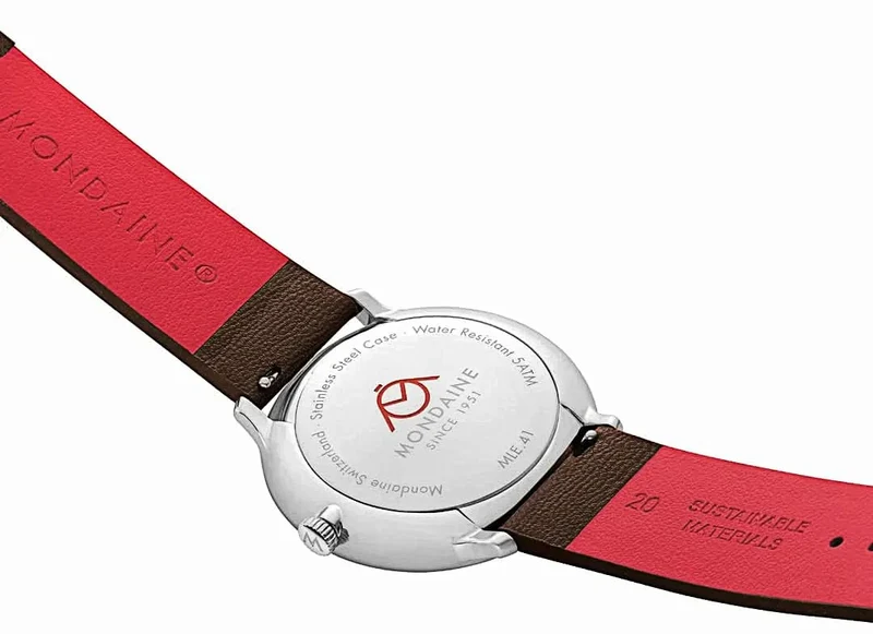 Mondaine Doppio MLE.41240.LGV Herrenuhr • Veganes Traubenleder • Schweizer Saphirglas