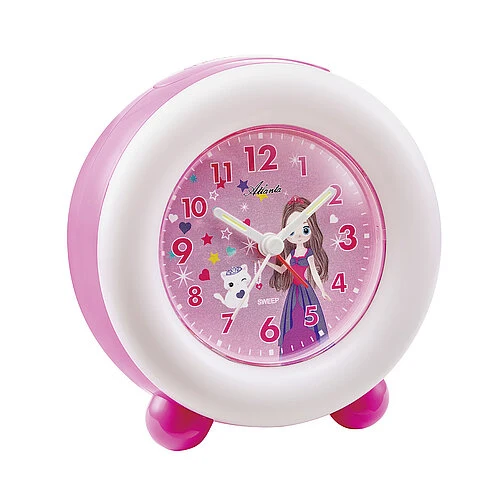 Atlanta Kinderwecker 2136/8 Wecker Rosa • Schleichende Sekunde • Leuchtring
