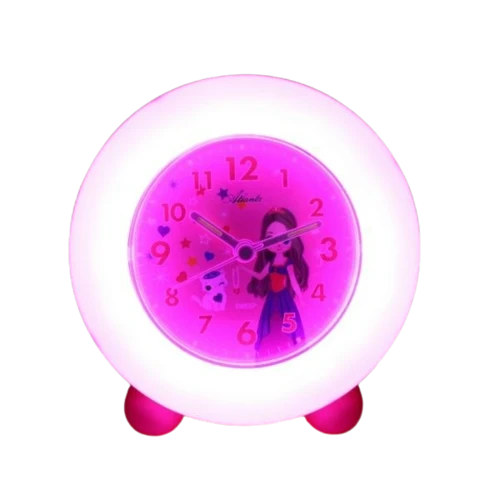 Atlanta Kinderwecker 2136/8 Wecker Rosa • Schleichende Sekunde • Leuchtring