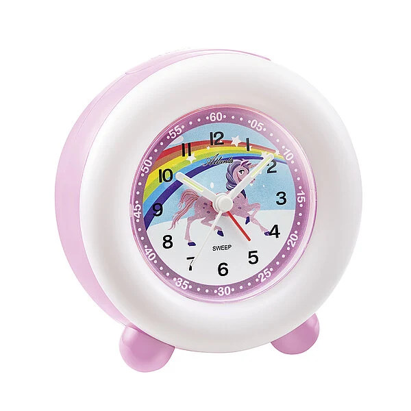 Atlanta Kinderwecker 2136/8 Wecker Rosa • Schleichende Sekunde • Leuchtring