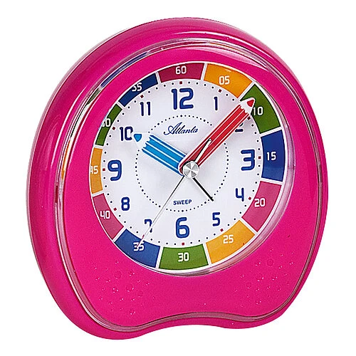 Atlanta Farbige Lernwecker 1953/17 Wecker Pink • Schleichende Sekunde • Weckmelodie mit Licht