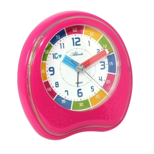 Atlanta Farbige Lernwecker 1953/17 Wecker Pink • Schleichende Sekunde • Weckmelodie mit Licht