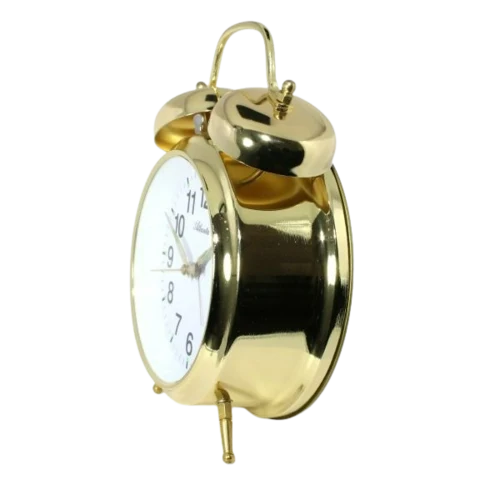 Atlanta Doppelglocken-Wecker 1060/9 Wecker Gold • Mechanisches Uhrwerk • Leuchtzeiger