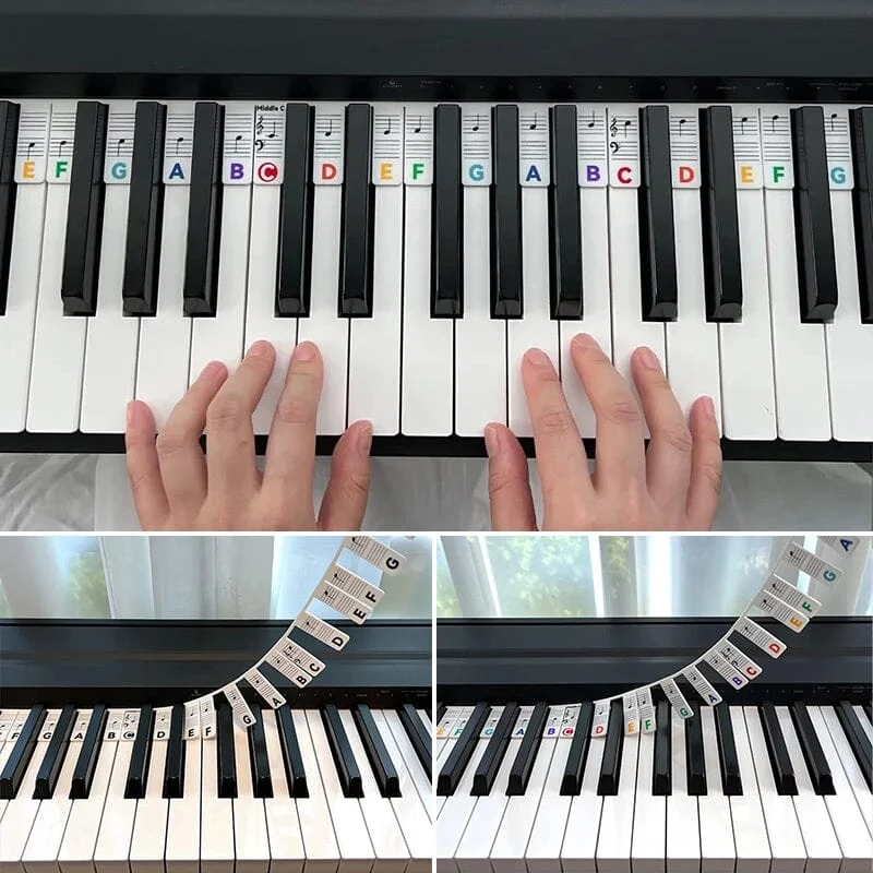 Verwijderbare Piano Toetslabels — Siliconen Nootlabels voor 88 Toetsen — Leerhulp voor Beginners | Sansoti